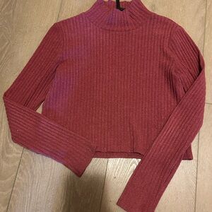 Wilfred Free Burgundy Knit Cropped Sweater